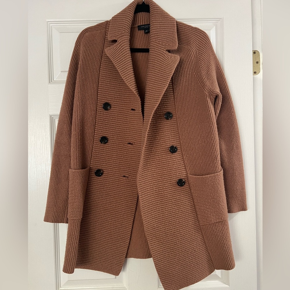 Ann Taylor Double-Breasted Tan Pea Coat - Picture 3 of 5
